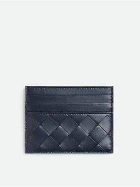 Bottega Veneta Intrecciato Card Case Sterling/Space | Grey/Navy